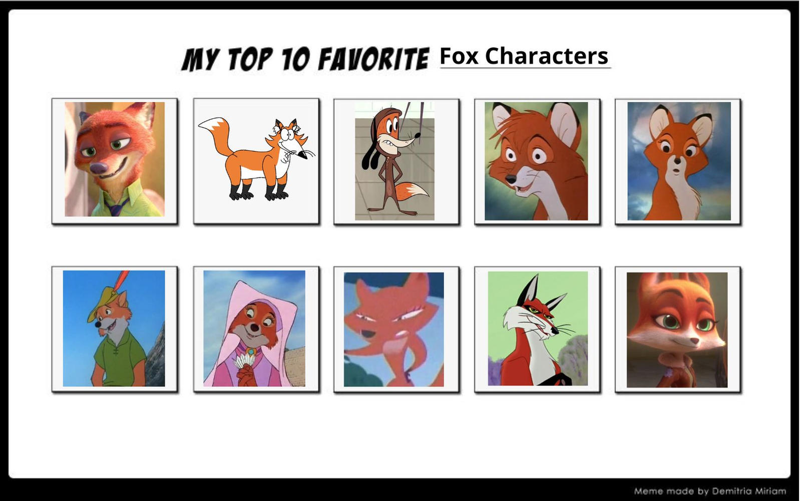 Fictional Fox My Top 10 Favorite Fox Characters by mariammajeed3404 on DeviantArt