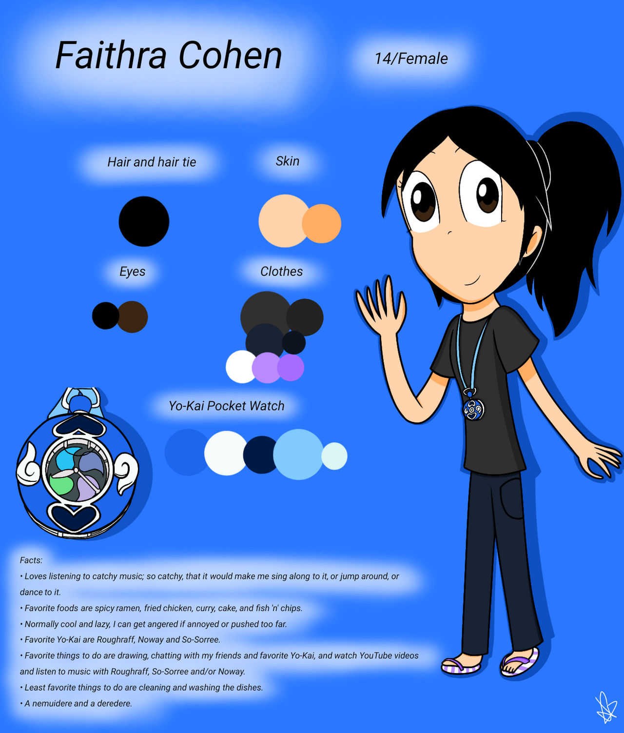 Faithra Cohen (Yo-Kai Watchsona) Ref by MechaSolarflare on DeviantArt