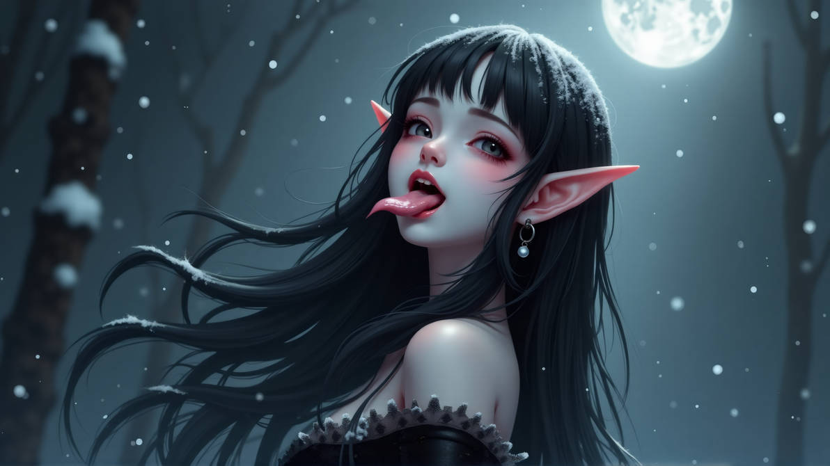 Goethic Elf Sweet gothic elf catching the snow on her tongue 4 by TheNewDeviator on ...