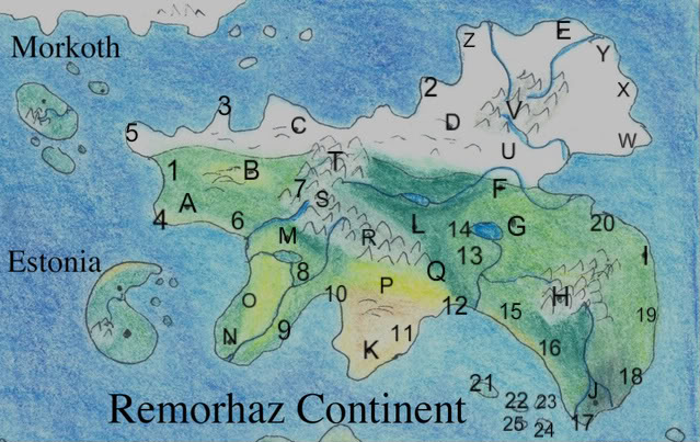 Remorhaz continent marked