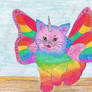 rainbow unicorn butterfly kitty commssion finished