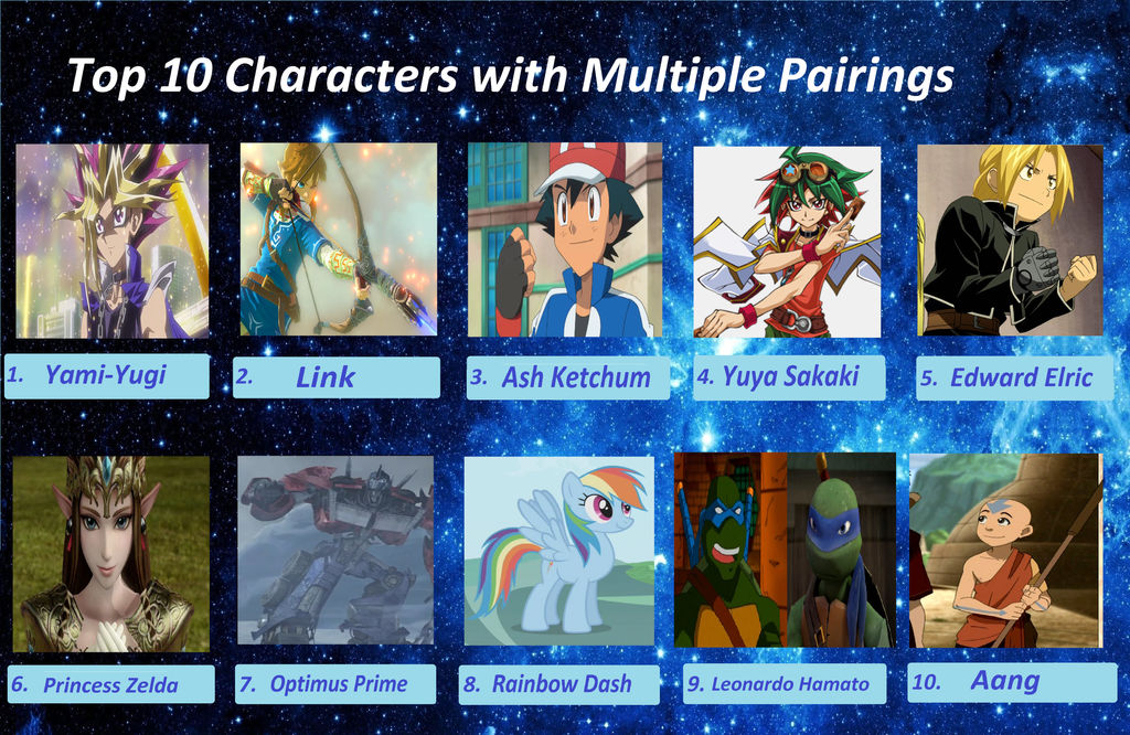 Top 10 Characters With Multiple Pairings Meme by Darkyami1214 on DeviantArt