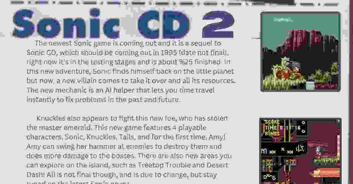 Sonic CD 2 Magazine Article By MaskMan10 On DeviantArt Sonic cd 2 magazine article by maskman10 on deviantart