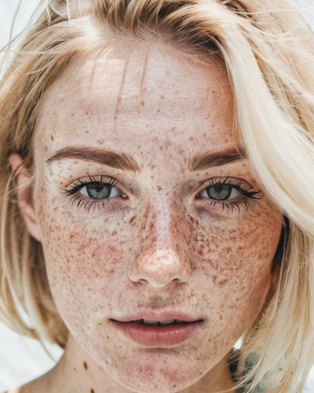 Blonde Woman with freckles 