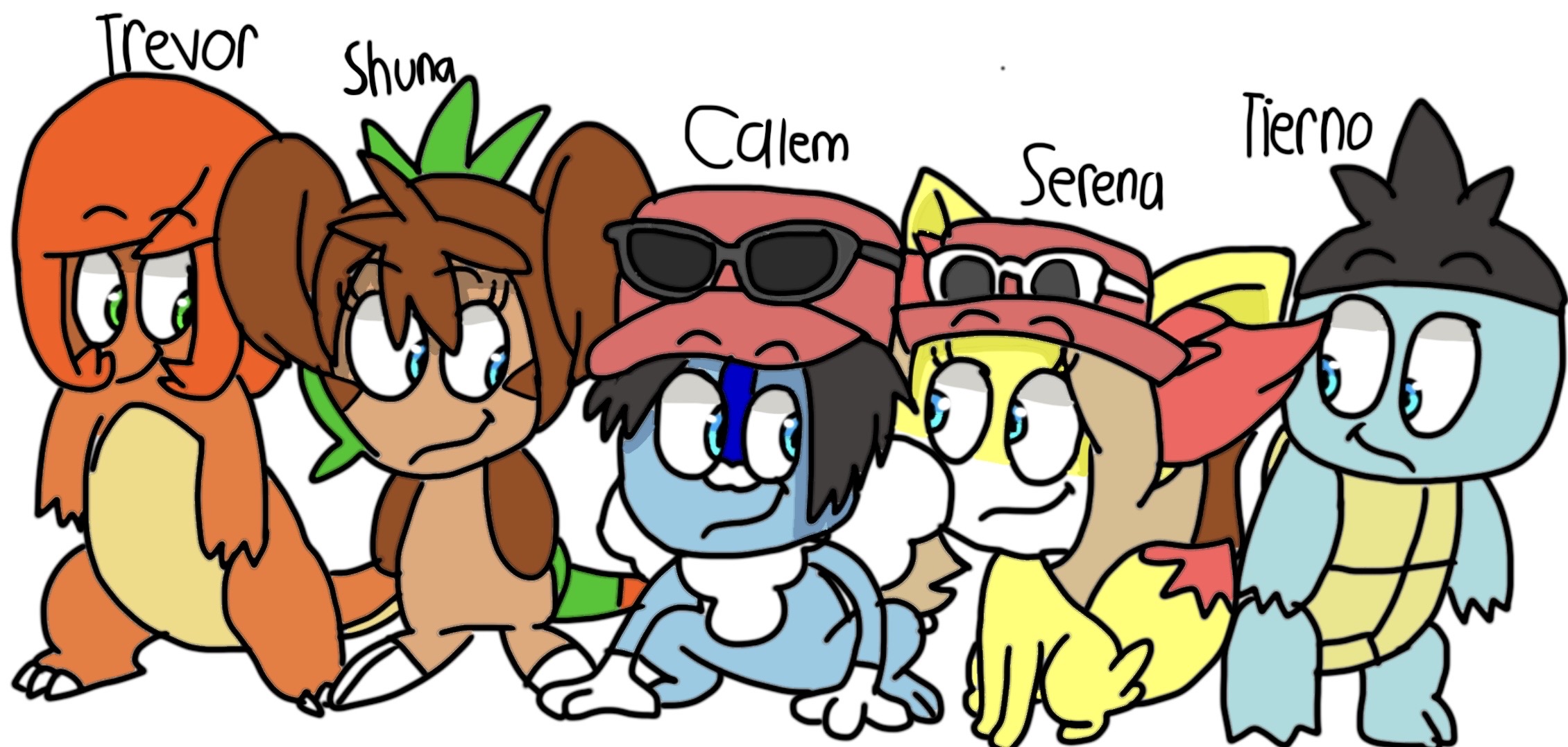 Calem,Serena,and Friendly Rivals as Pokemon by angelgamer456 on DeviantArt