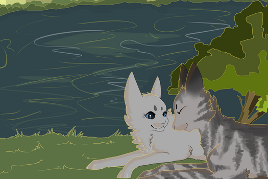 Dovewing and Bumblestripe: By the Lake