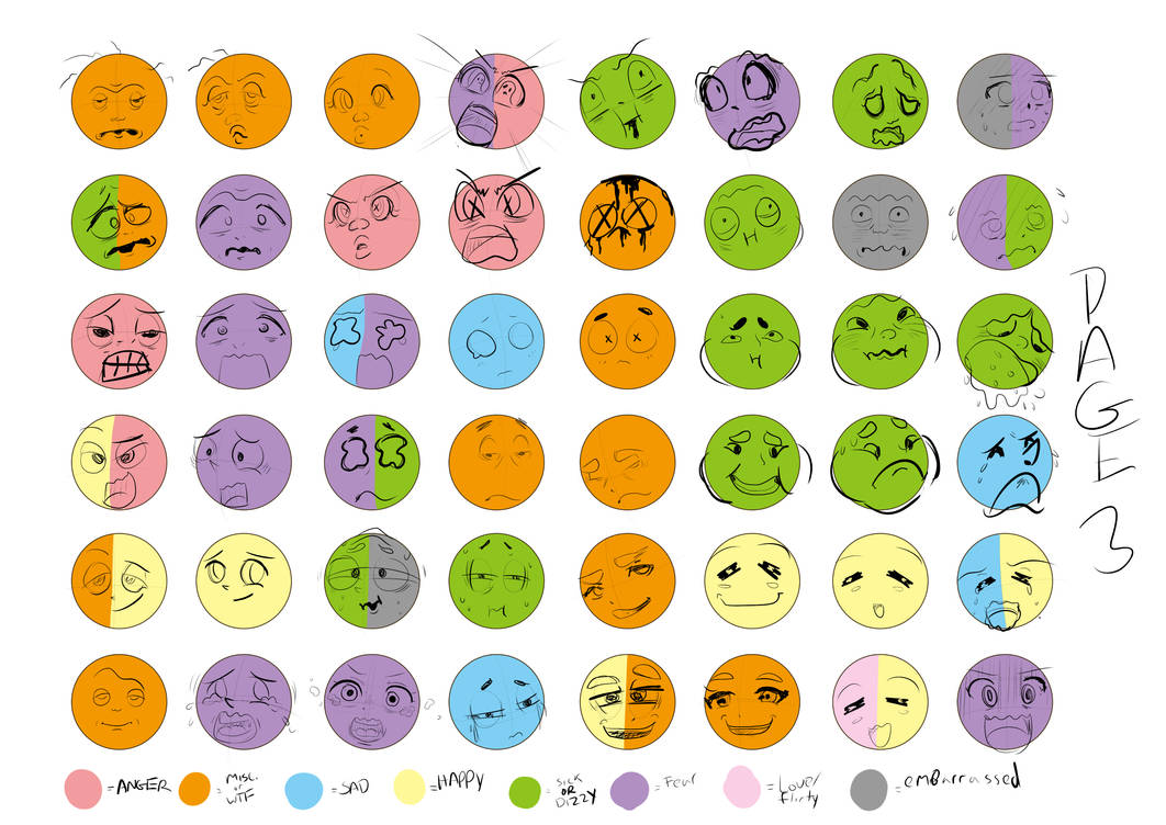 Color Coded Expression Sheet 3 by Vigasartroom on DeviantArt