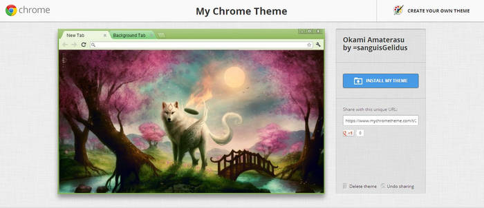 Okami Amaterasu chrome theme