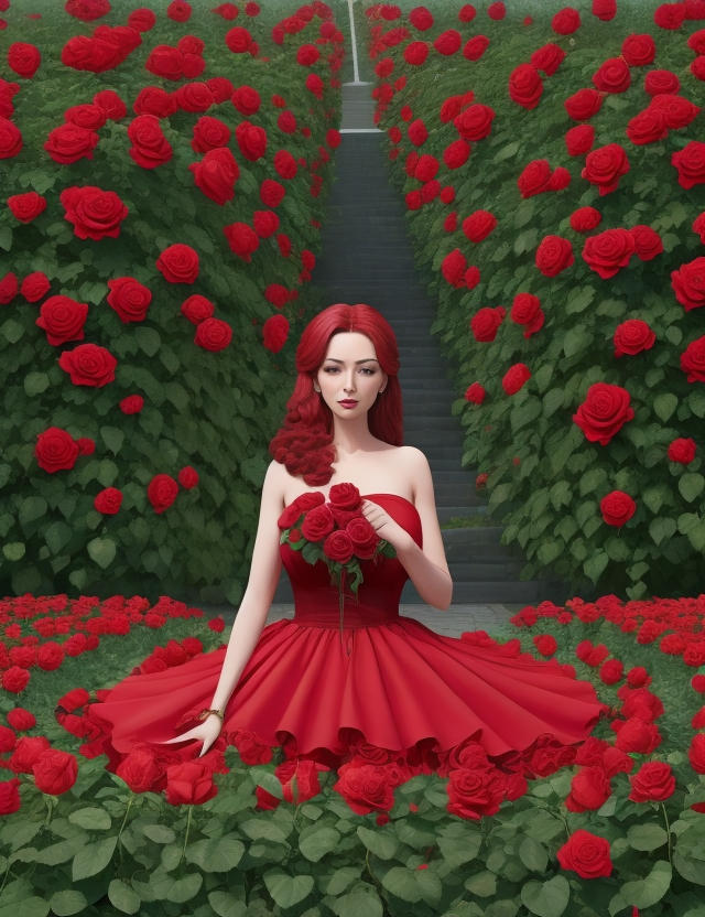 Woman Red Rose Garden by EnochPaul on DeviantArt
