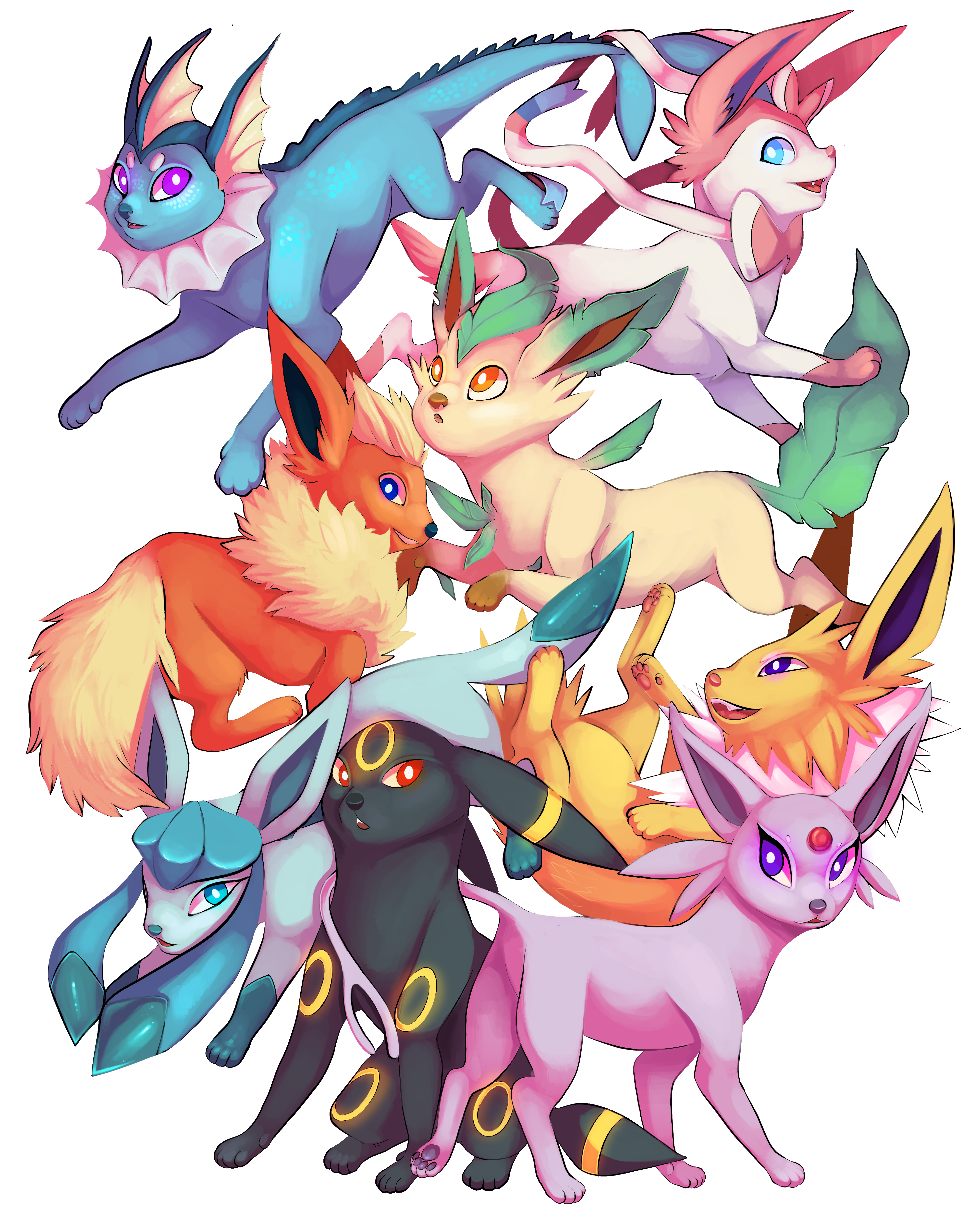 Eeveelutions by Pokkiu on DeviantArt