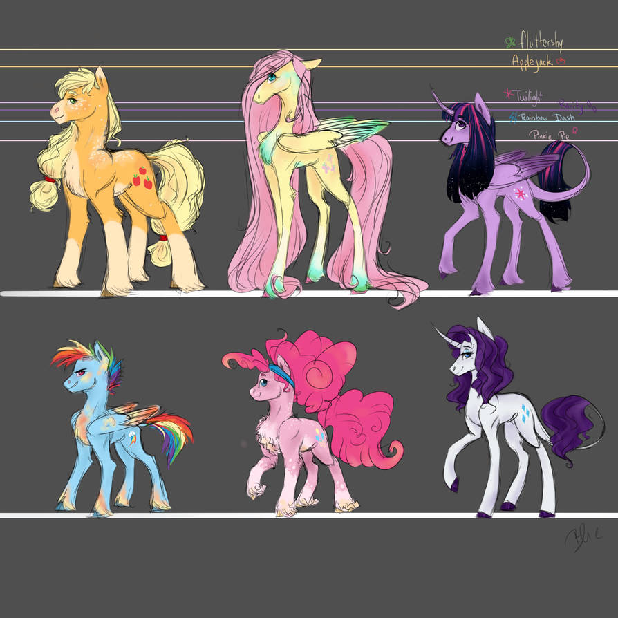 MLP height chart/HeadcanonsMane6 by BlueBrushCreations on DeviantArt