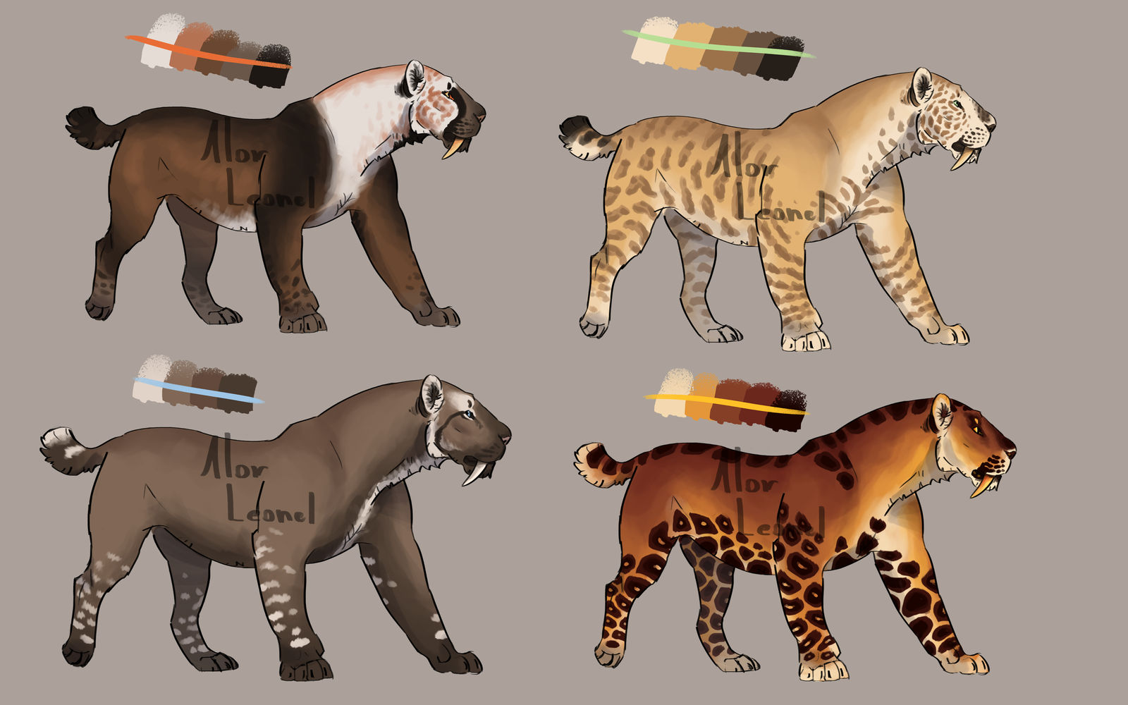 Smilodon Color Smilodon adopts (closed) by LeonelSaberTooth on DeviantArt