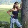 Gray corset capri pants