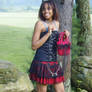 Red plaid skirt with chains