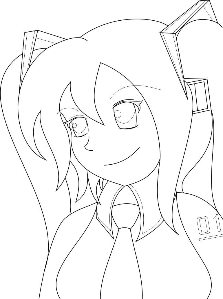 Miku Line Art by Davidbbmync on DeviantArt