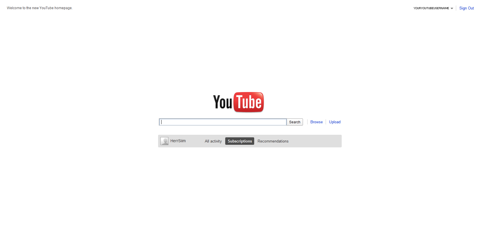 Youtube Homepage