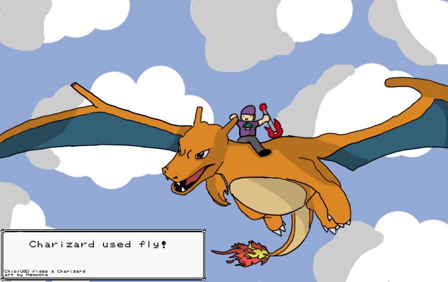 Pokemon Charizard Ride ChibiGuitarDude riding charizard. by Meowcha on DeviantArt