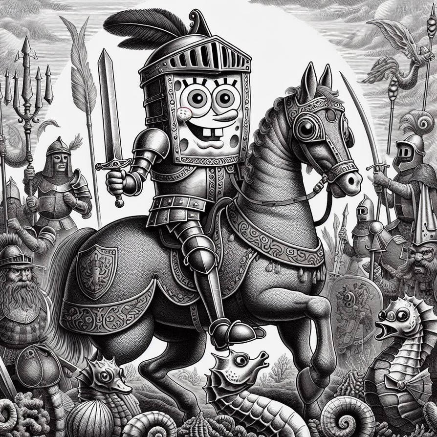 SpongeBob as a medieval character by flamethrowerai on DeviantArt