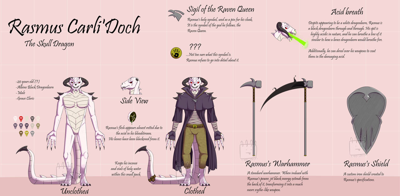Rasmus, The Skull Dragon (DND Ref Sheet!) by Emptyproxy on DeviantArt