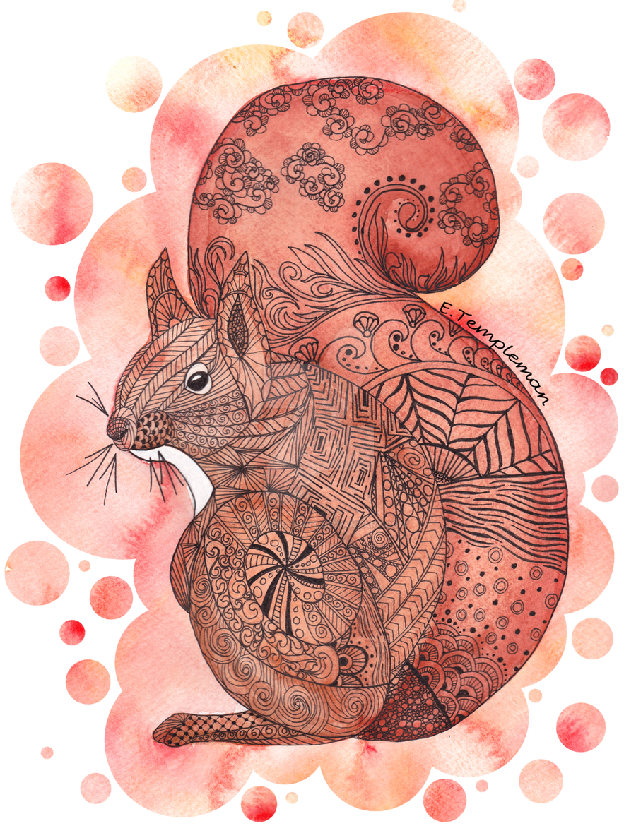 Zentangle Red Squirrel