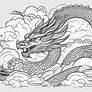 Japanese Dragon Moving Through Clouds 