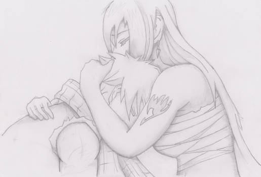 Erza Hugging Natsu - FairyTail