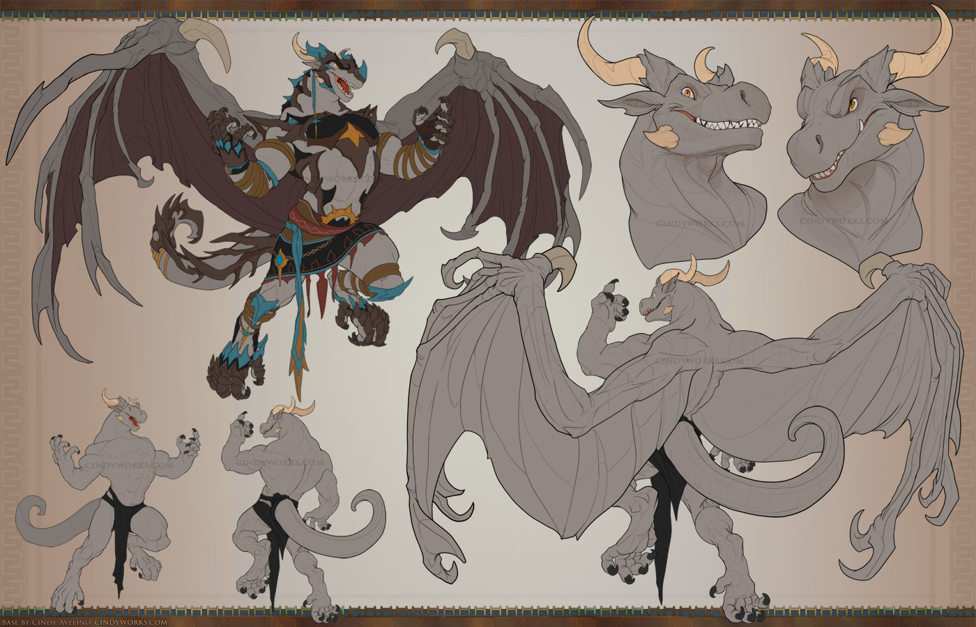 Anthro Dragon ref Base by CindyAvelino on DeviantArt