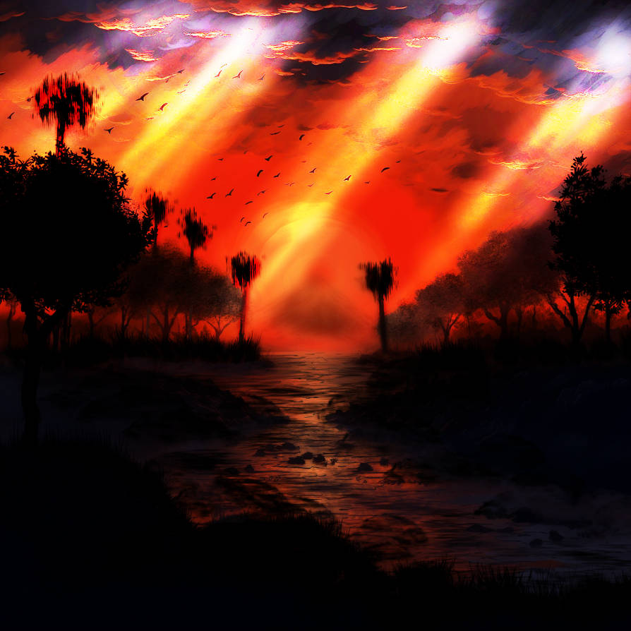 sunset with god ray's by coltonbiggerstaff on DeviantArt