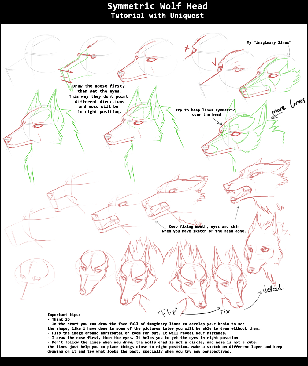 Symmetric wolf head tutorial