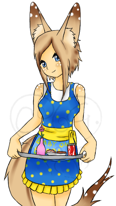 .:Es in her new apron:.