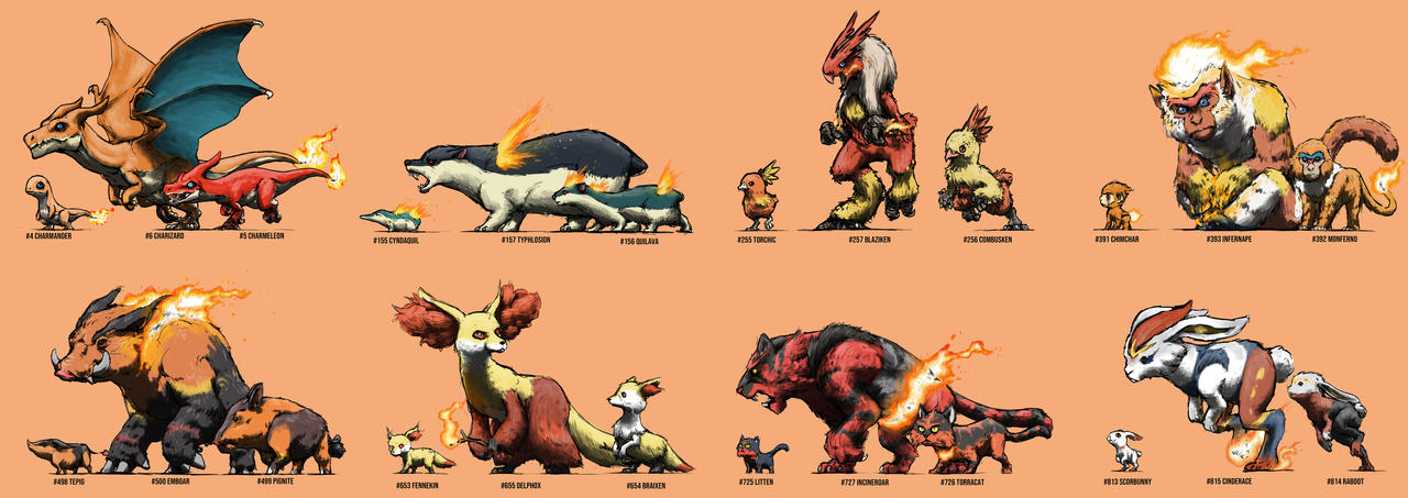 Fire Type Shell Pokemon's fire type starter pokemons by blacknirrow on DeviantArt