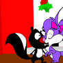 (trade Skunk  Fifi Kissing under misletoe