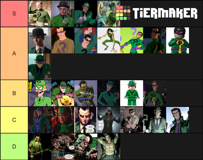 All Riddler Forms Riddler Design Tier List by Pokemonger on DeviantArt