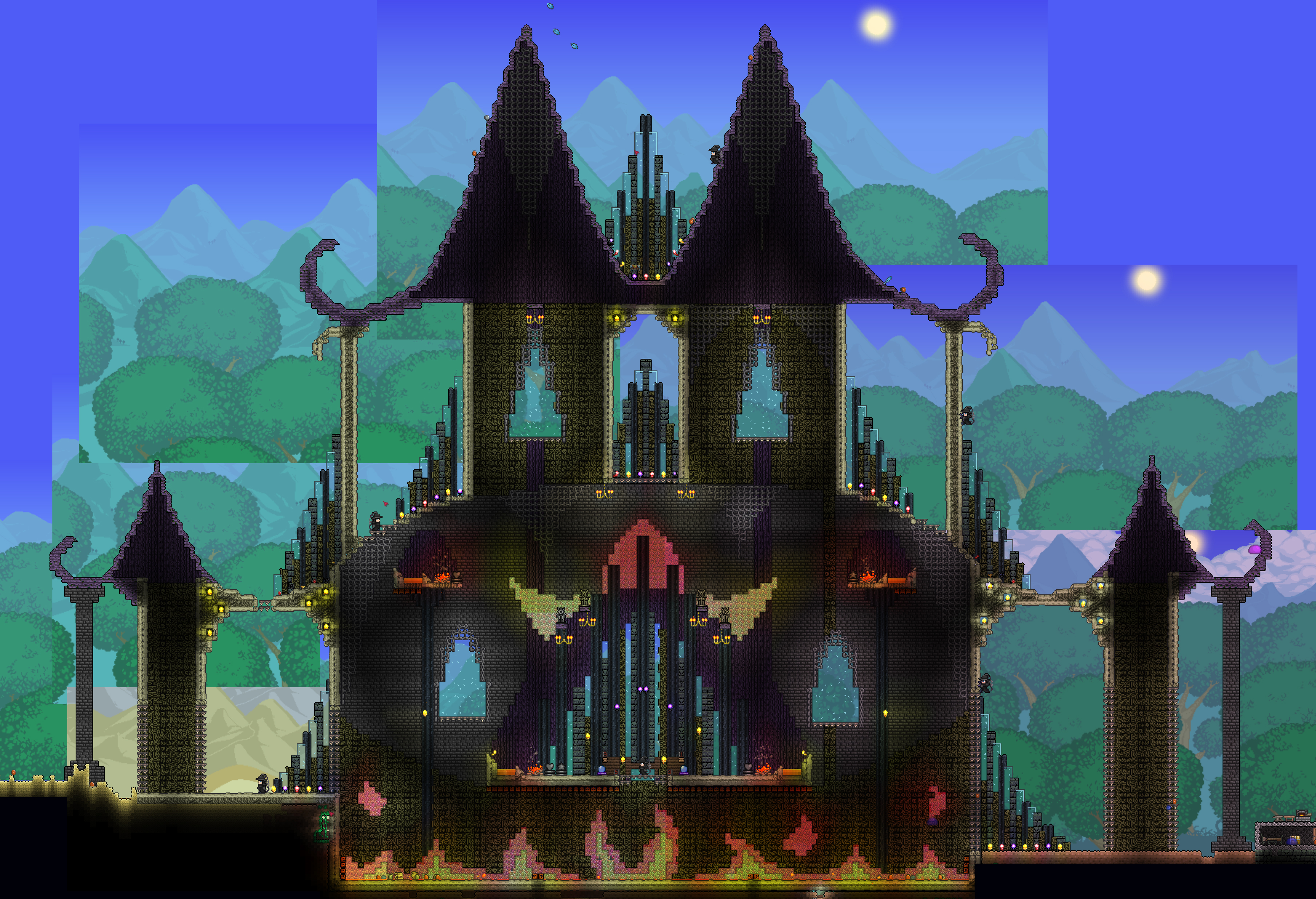 Boss Arena Vanilla Build Palette (Picture is a Supreme Calamitas Arena  Build, in Modded 1.4) : r/Terraria