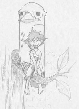 Ghibli-esque bird with pixie