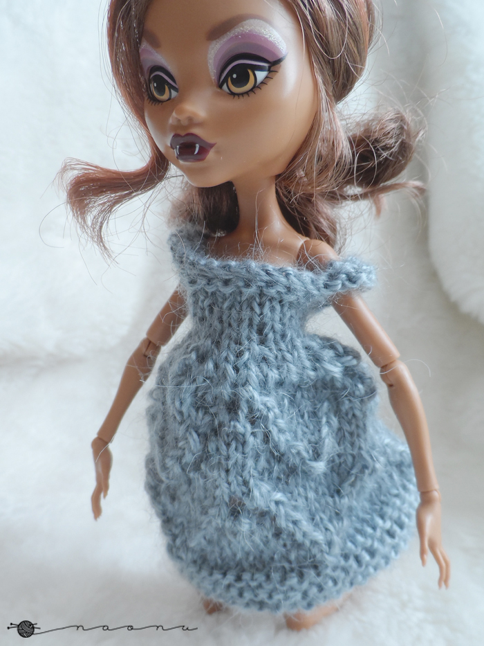 Hand knit lace dress for Monster high