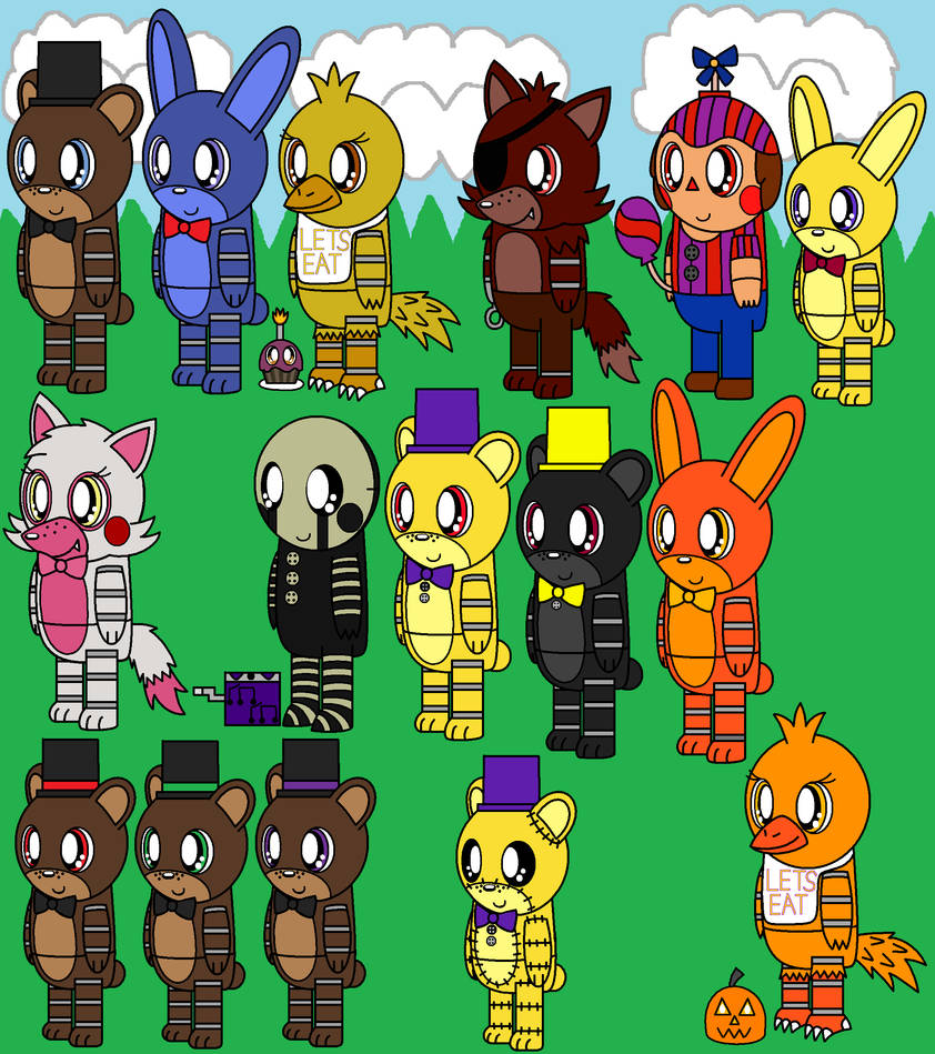 fnaf world (fnaf 1) adventure animatronics by pokemonlpsfan 