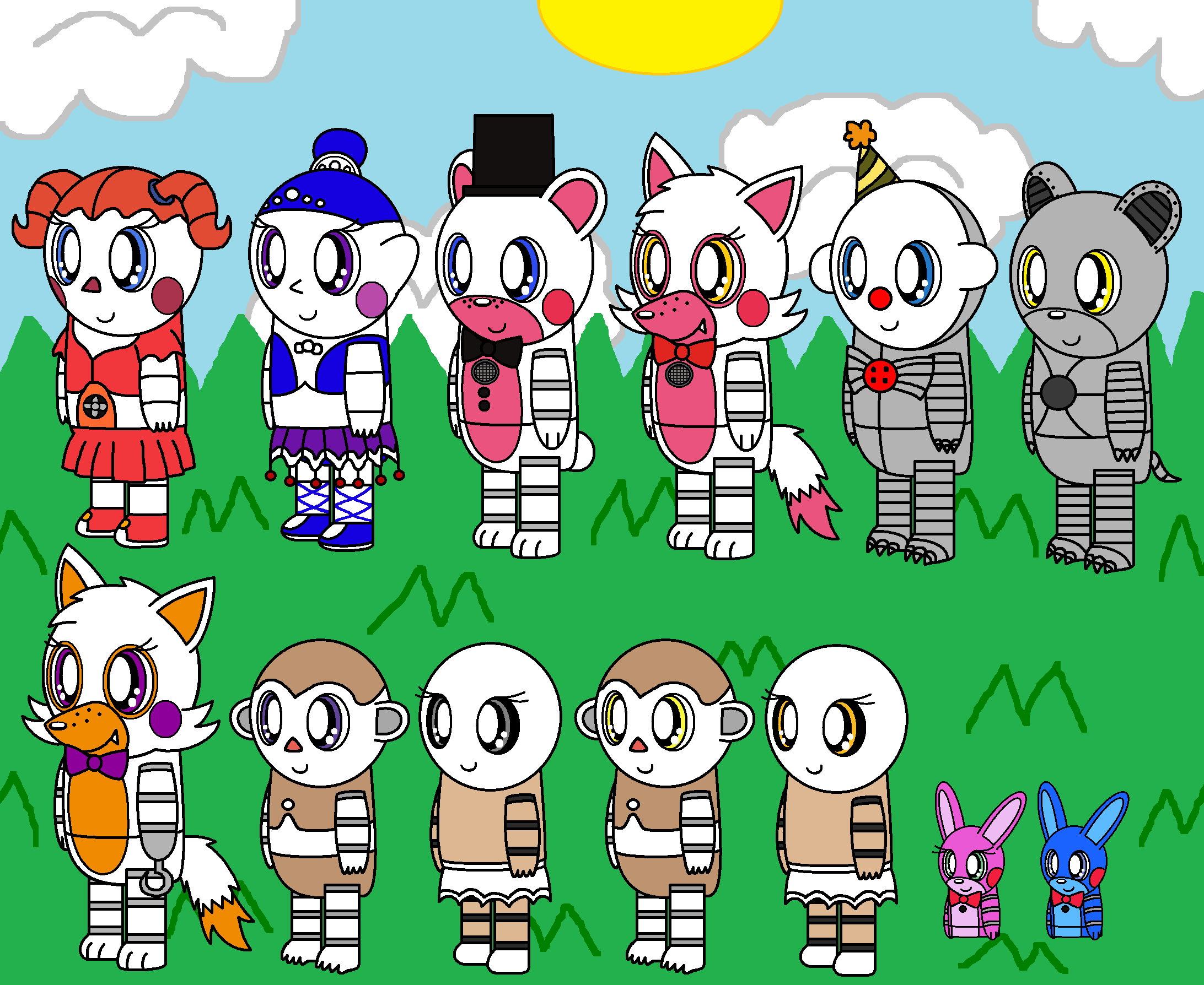 fnaf world (fnaf 1) adventure animatronics by pokemonlpsfan 