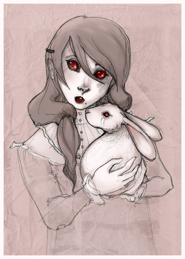 girl and rabbit