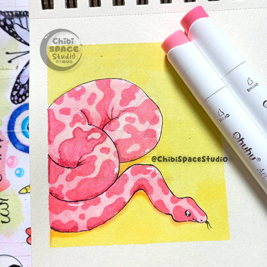 Pink Python Illustration by ChibiSpaceStudio on DeviantArt