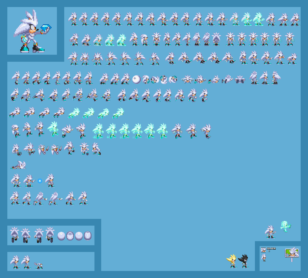 Modgen Silver Sprites Silver the hegdehog sprite by SHADBLAZ on DeviantArt