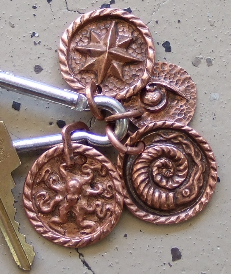 Hand Repoussed Copper key chain/necklace pendent