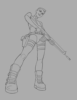 practice 027 -Army chick lineart