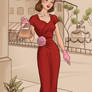 Marjorie In A 1940s Version Of Her Red Dress