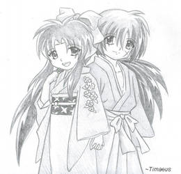 Chibi Kenshin and Kaoru