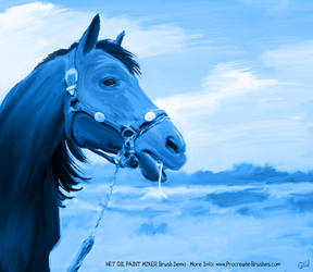 Blue Horse - Procreate WET OIL PAINT MIXER Demo