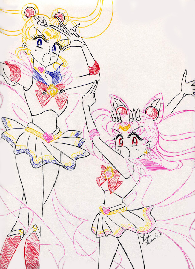 Sailor Moon and Chibi-Moon