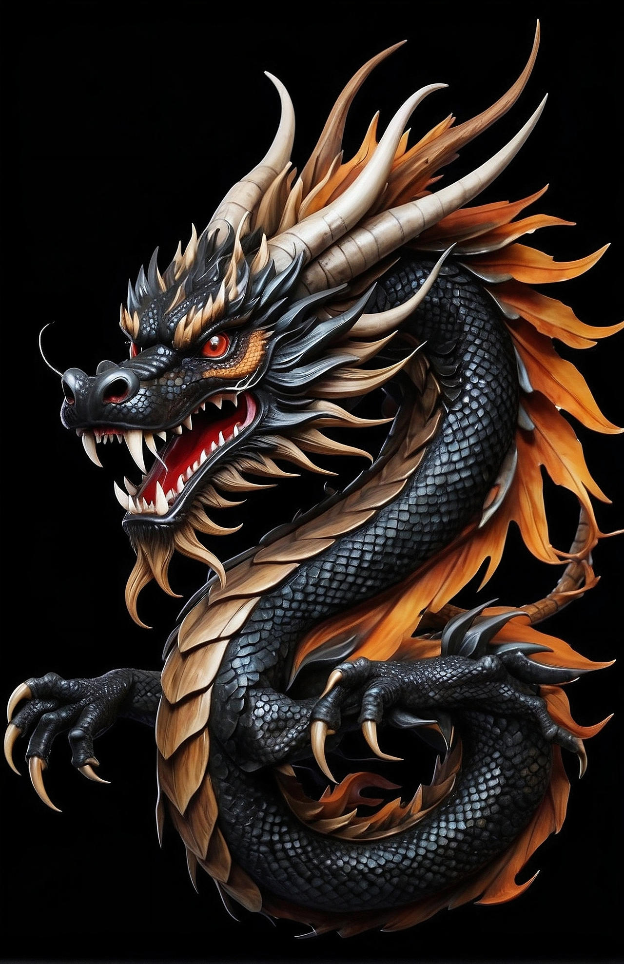 sticker Chinese wood dragon with 4 claws B by sbcreation2025 on