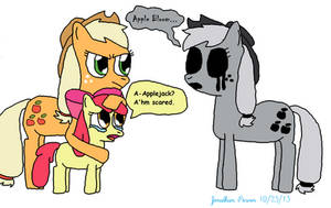 Applejack and Apple Bloom meets Ghost Applejack