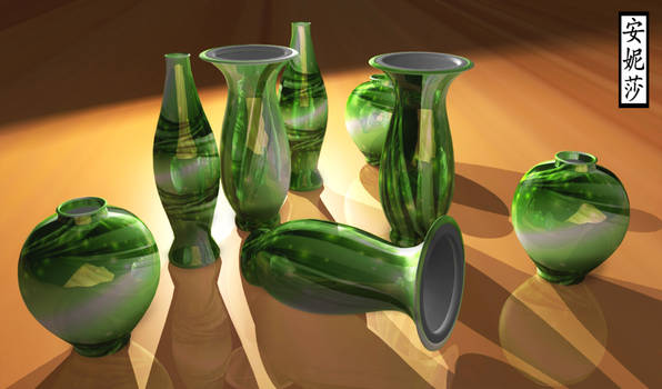 3D Green Vases 1